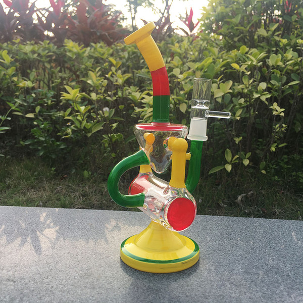 glass oil pipes for smoking manufacturer direct sale, 10.23inch 5mm thick glass yellow Beaker Base yellow glass bong interface