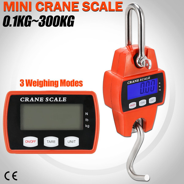 300kg Mini Crane Scale LCD Electronic Digital Display Industrial Hook Hanging Weight Scale 2 Colors AAA737