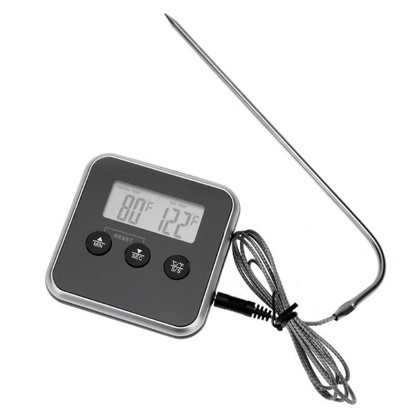 Electronic LCD Food Thermometer BBQ Meat Probe Temperature Alarm Kitchen Timer Oven Thermometer