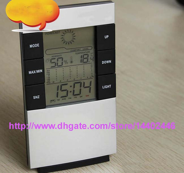 Best Price 100PCS/lot Digital Blue LED backlight Temperature Humidity Meter Thermometer Hygrometer Clock Free Shipping