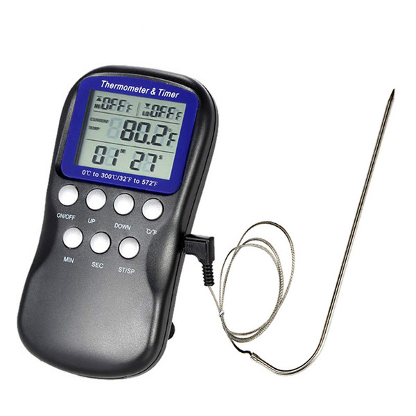 Digital BBQ Thermometer Food Probe Meat Kitchen Oven Thermometer Cooking Tools Temperature Sensor with Timer and Alarm Clock