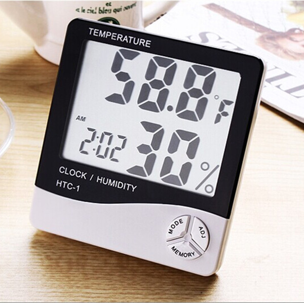 White Digital Thermometer Hygrometer Clock Temperature Humidity Meter Calendar Maximum Minimum Value Display c481