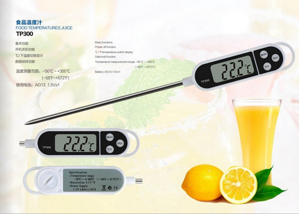 New arrival Digital Food Thermometer BBQ Cooking Meat Hot Water Measure Household Thermometers Probe Kitchen Thermograph Tool Hot Item TP300