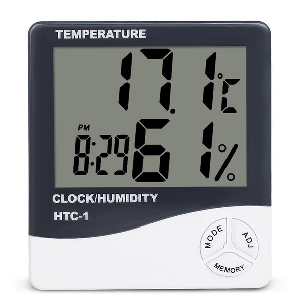 HTC-1 large screen home thermometer high precision indoor electronic thermometer with electronic alarm clock