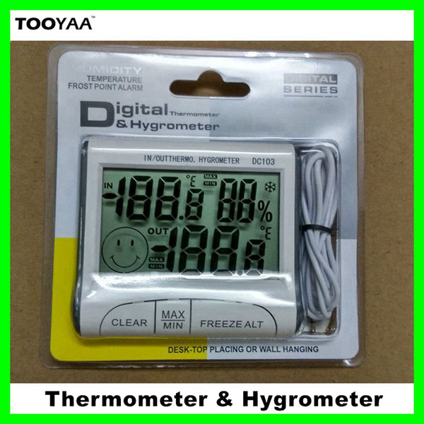 Household Digital Thermometer and Hygrometer with LCD Screen Indoor Outdoor Max Min Moisture Meters Temperature Humidity Measuring Device