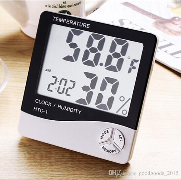 White Digital Thermometer Hygrometer Clock Temperature Humidity Meter Calendar Maximum Minimum Value Display c481