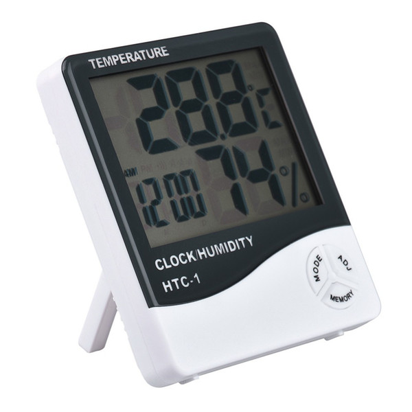 Digital Weather Station Indoor Digital C/F Thermometer Hygrometer Clock Office LCD Temperature Humidity Meter Monitor HTC-1