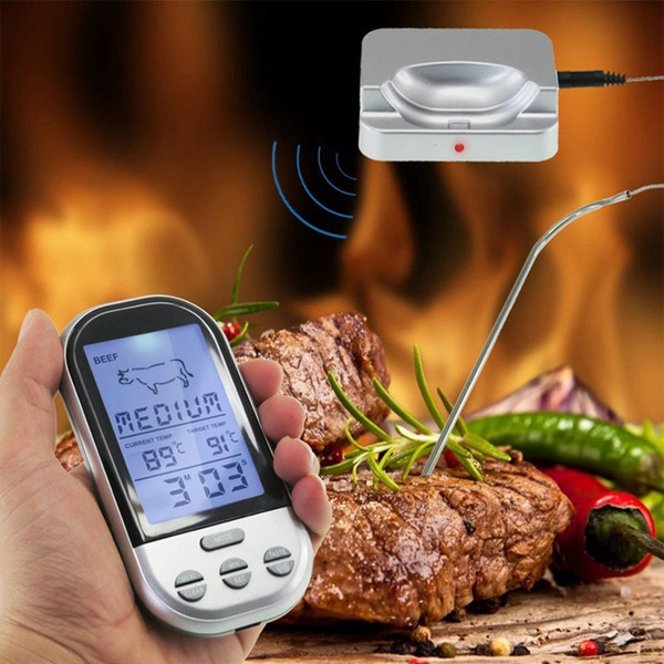 Wireless Kitchen Thermometer Barbecue LCD BBQ Food Cooking Temperature Gauge Digital Beef Meat Probe Thermometer Timer Tools