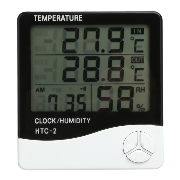 LCD Digital Thermometer Hygrometer Indoor Electronic Temperature Humidity Meter Clock Weather Station Household Thermometers