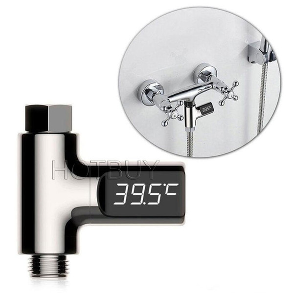 LED Display Home Water Shower Thermometer Flow Self-Generating Electricity Water Temperture Meter Monitor Energy New #4516