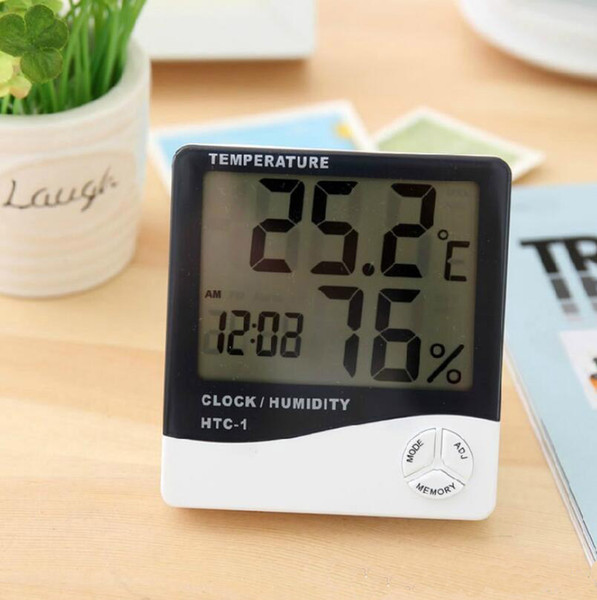 Digital Weather Station Indoor Digital C/F Thermometer Hygrometer Clock Office LCD Temperature Humidity Meter Monitor