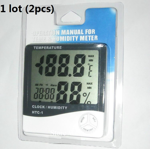 Household Clock Temperature Humidity Meter 1 lot (2pcs) Free Shipping