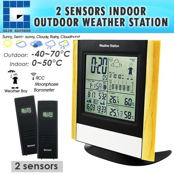 WS-103-US_2S Weather Station Forecast Thermometer Hygrometer Barometer Indoor Outdoor Air Pressure Monitor 433MHz WWVB DCF77 DST