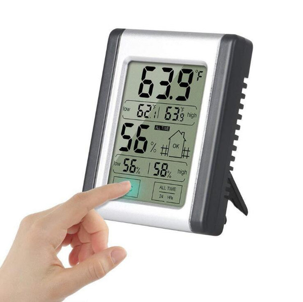 Newest Led Display Thermometer humidity Touch Screen For Bedroom Babyroom Wine Cellar Office Waerhouse Greenhouse Use