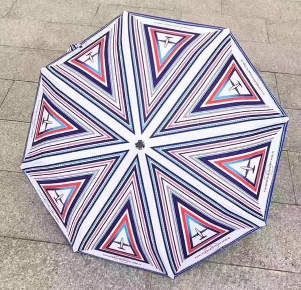 Hot sell! 2017 Luxury Classic Pattern Airplane Logo Umbrella For Women 3 Fold Luxury Umbrella with Gift Box And Bag VIP Gift