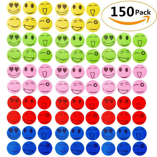 Natural Mosquito Repellent Patches 150 Pack, Summer Insect Patches Smiling Face Mosquito Stickers for Child Adult