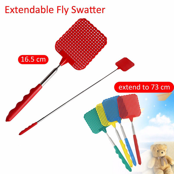 New Useful Pest Control Tools 1Piece Extendable Flies Swatter Plastic Simple Pattern Fly Swatter Color Randomly