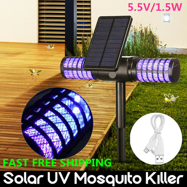 Solar Mosquito Killer Lamp Waterproof Villa Yard Garden LED Light Lawn Camping Lamp Large Bug Zapper Light Pest Control CCA11700 10pcs