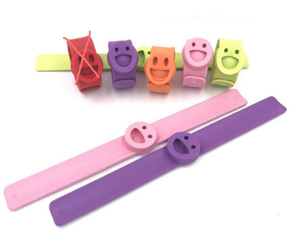 Silicone Anti Mosquito Bracelet Baby Clap Circle Smile Face Skeeter Repeller Wristband Kids Gifts Outdoor Anti Mosquitos Wrist Strap