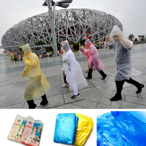 Fashion Hot Disposable PE Raincoats Poncho Rainwear Travel Rain Coat Rain Wear gifts mixed colors