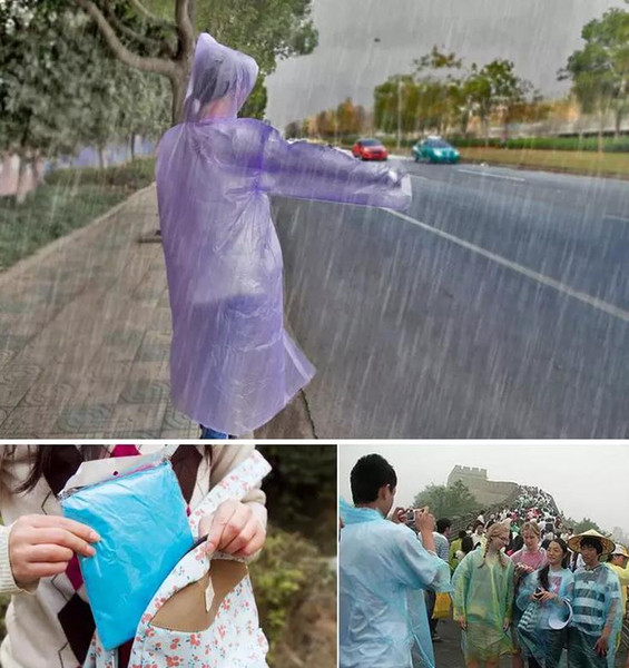 Fashion Hot Disposable PE Raincoats Poncho Rainwear Travel Rain Coat Rain Wear gifts mixed colors raincoat