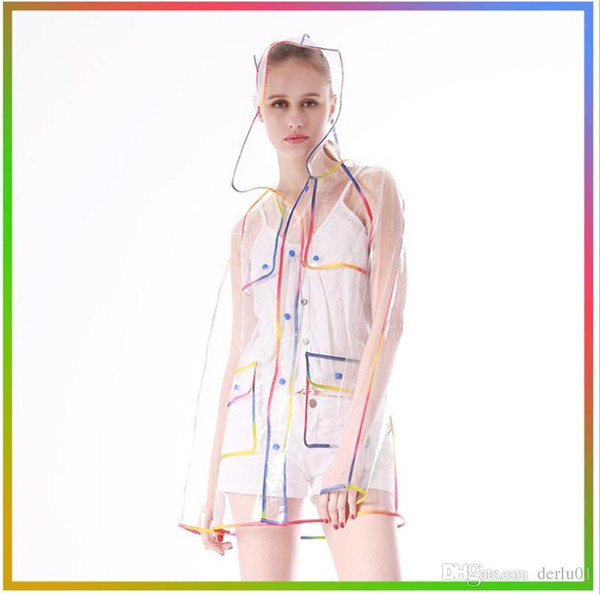 New Transparent Raincoat With Belt Long Rain Coat Women Jacket Waterproof Windbreaker Hooded Poncho Outdoors Rainwear