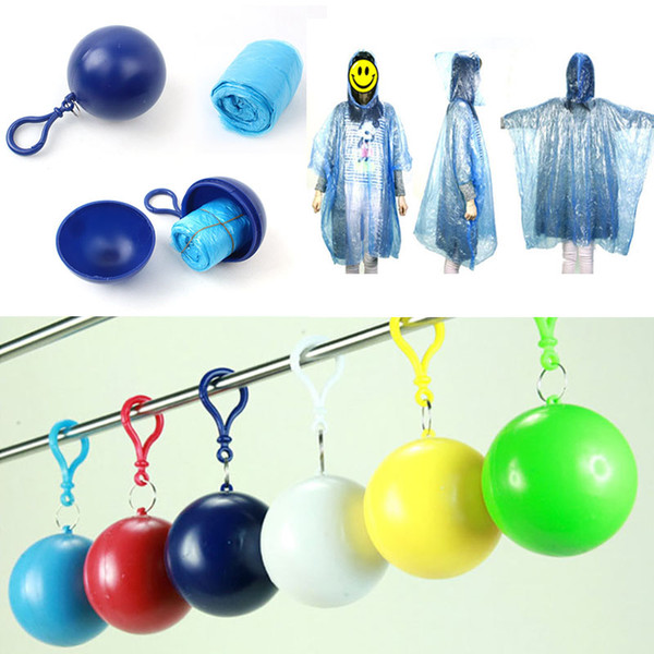 Spherical Raincoat Plastic Ball Key Chain Disposable Portable Raincoats Rain Covers Travel Tour Trip Rain Coat WX-H16