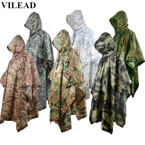 VILEAD Outdoor Waterproof Raincoat Impermeable Multi-functional Rain Coat Men Women Durable Motorcycle Poncho Hunting Rain Gear