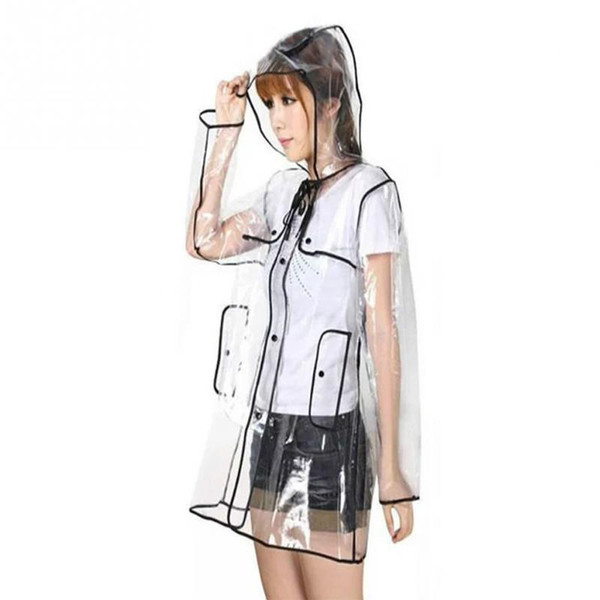 Cheap Sale Transparent Clear PVC Raincoat Summer Fashion Waterproof Hooded Rain Coat Poncho Jackets Free Size