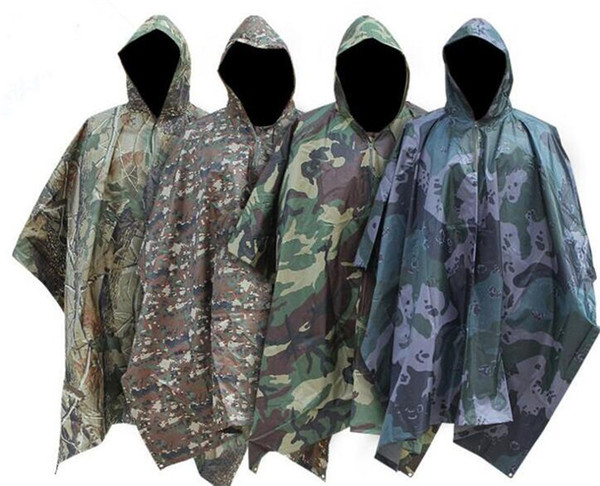 5pcs Multifunctional Military Impermeable Camo Raincoat Waterproof Rain Coat Men Women Camping Fishing Motorcycle Rain Poncho G274