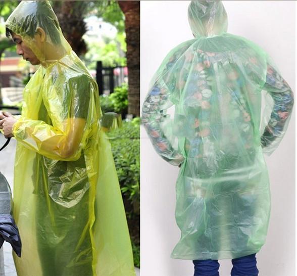 Disposable Raincoat Adult Emergency Waterproof Hood Poncho Travel Camping Must Rain Coat Unisex 58pcs/lot Free Shipping