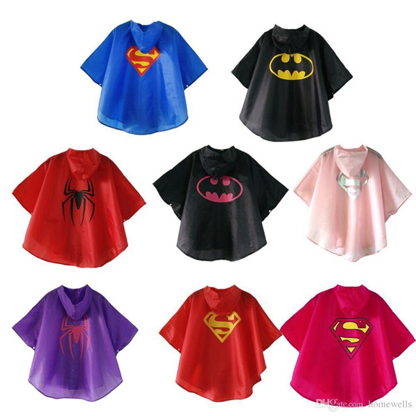 2018 7 Style New Kids Superhero Raincoat Rain Coat Chidre Raincoats Rainwear Rainsuit Kids Waterproof Party Birthday Cosplay