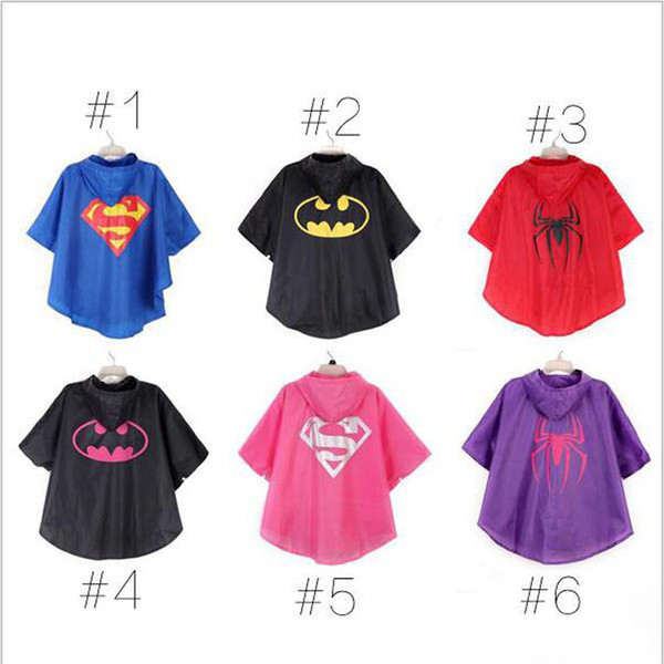 New Kids Rain Coat children Raincoat Rainwear Rainsuit Kids Waterproof Superhero Raincoat Party Birthday Cosplay DHL