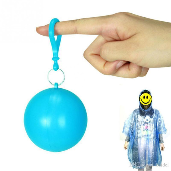 Portable Disposable Raincoat Ball Rainwear Hooded Poncho Rain Suit Keyring Ball Portable Raincoat for football camping walking