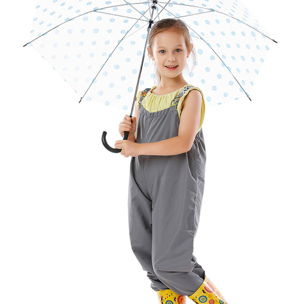 Unisex kids rain pants outdoor split raincoats boys girls polyesterwaterproof jumpsuit romper free shipping