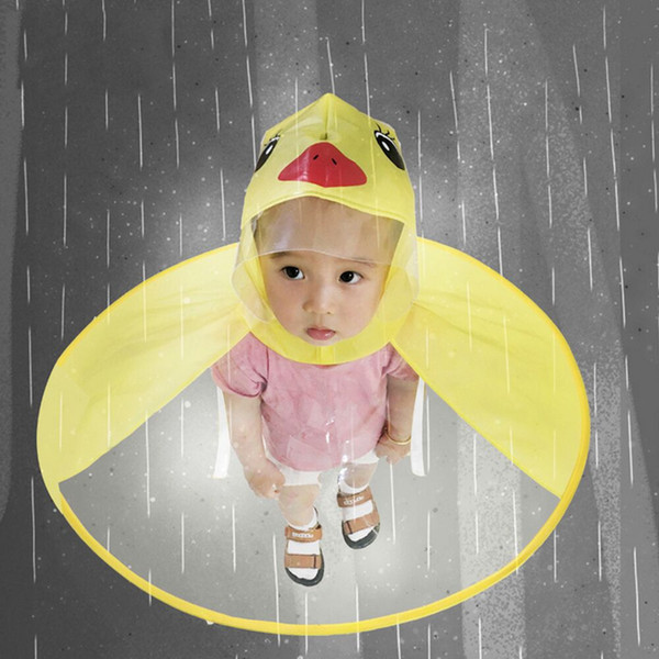 Children's Raincoat Transparent UFO Raincoats Hands Free Rain Poncho Baby Funny Duck Rain Coat Rain Cover Raincoat for kids