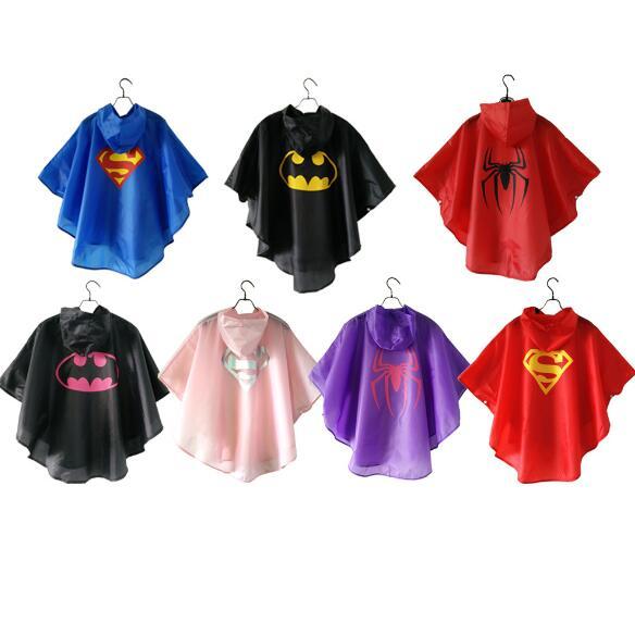 Creative fashion simple cartoon factory direct new super hero children raincoat custom wholesale creative superman cartoon children rain