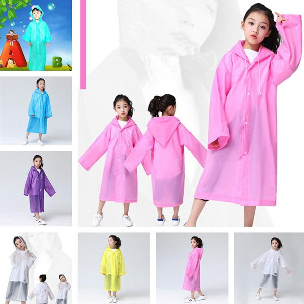 Kids Hooded Transparent Raincoats Rain Coat Poncho Raincoat Cover Long Girl Boy Rainwear 6 Colors