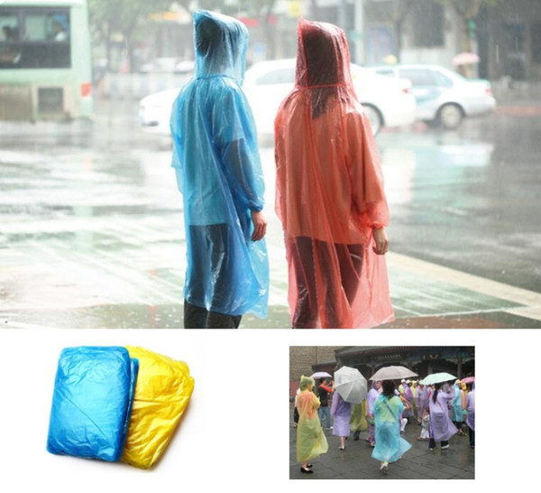 Fashion Hot Disposable PE Raincoats Poncho portable adult Rainwear Travel Rain Coat Rainwear gifts mixed colors