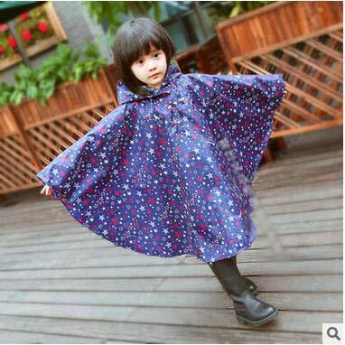 Koren Japanese Style Cute Cartoon Raincoats Kid's Star Dot Cloak Raincoats Waterproof Windbreak Poncho Rain Cape 4 Color