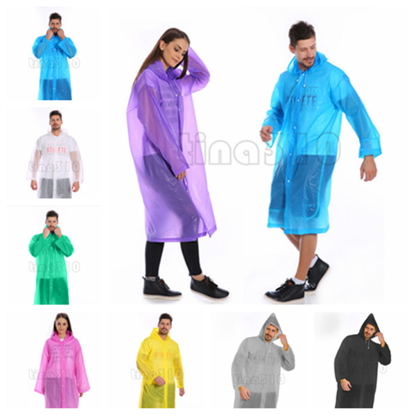 New 8 styleTransparent raincoat EVA material adult raincoat fashion environmental protection outdoor travel long raincoat T2I5001