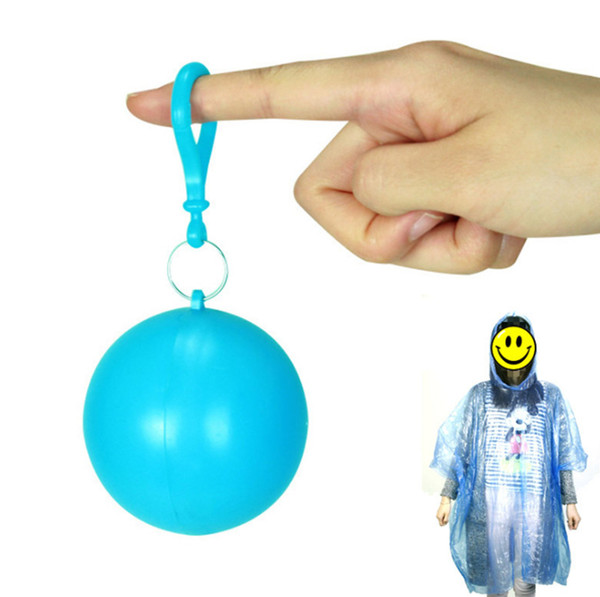 Disposable Raincoat Rainwear Ball Raincoat Hooded Poncho Rain Suit Keyring