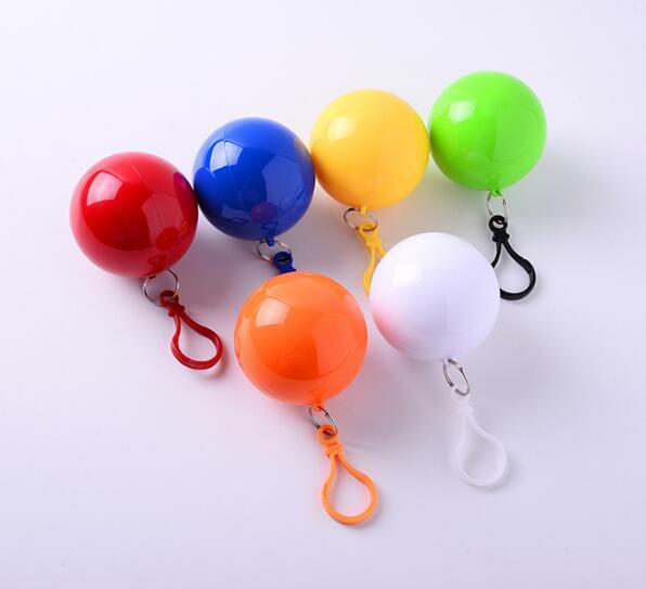 Portable Raincoat Women Men Outdoor Rainwear Waterproof Disposable Camping Hooded Ponchos Plastic Keyring Ball Rain Cover