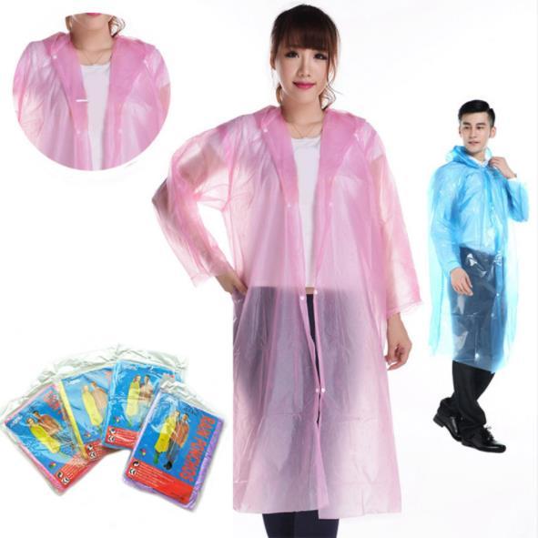 Fashion Hot Disposable PE Raincoats Poncho Rainwear Travel Rain Coat Rain Wear gifts mixed colors J40