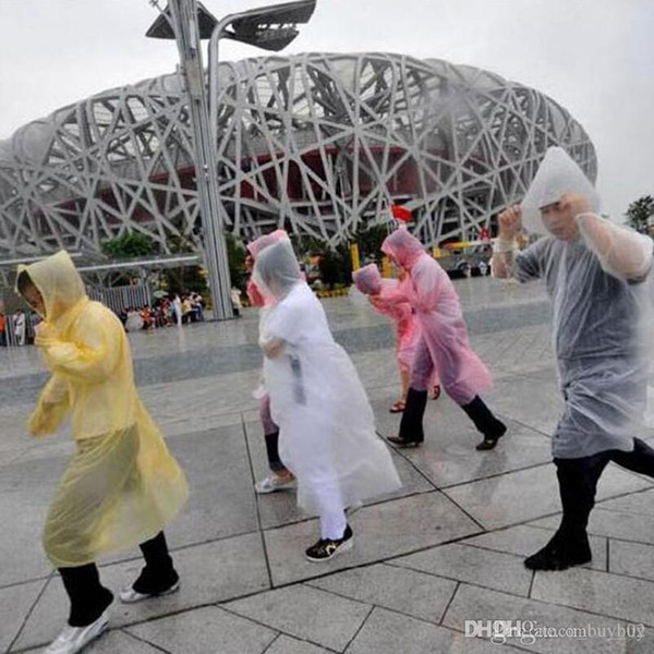 New PE Disposable One Time Raincoats Poncho Rainwear Fashional Travel Rain Coat Rain Wear gifts mixed colors