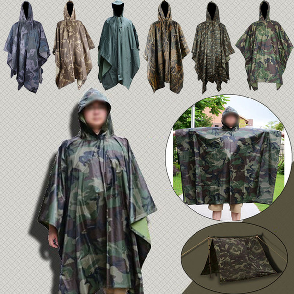 6 Styles CAMO Raincoat Camping Tents Men Women Cloths Windbreaker Table Picnic Blanket Camping Equipment Tactical Gear for Hunting