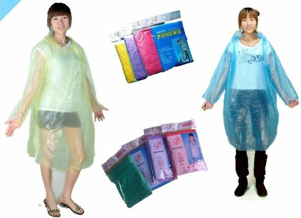 1000pcs/lo One-time Solid Raincoat Disposable PE Raincoats Poncho Rainwear Disposable Rain Wear Camping Travel Rain Coat