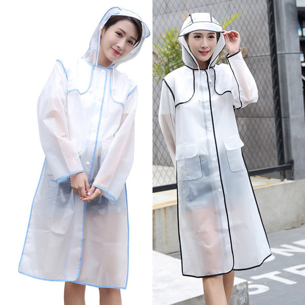 Raincoats EVA Waterproof Frosted Transparent Raincoat Fashionable Women Rainwear Rain Coat Jacket Fringe Clothes Rain Gear WX9-380