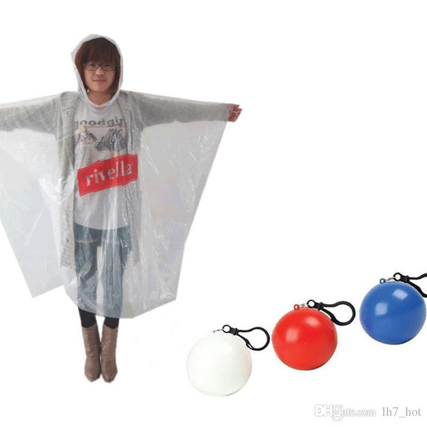 New Spherical Raincoat Plastic Ball Key Chain Disposable Portable Raincoats Rain Covers Travel Tour Trip Rain Coat