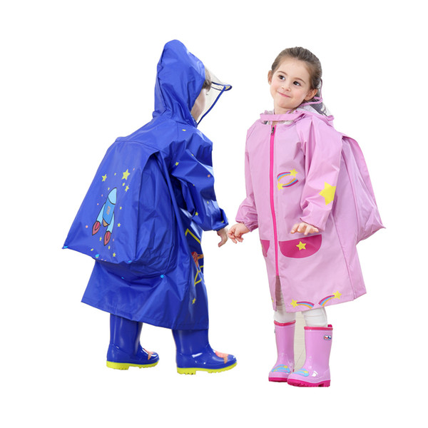 Students Raincoat With School Bags Children RainCoat Kids rain pocket Jacket Waterproof Rain Coat Suit girls boys Raincoat